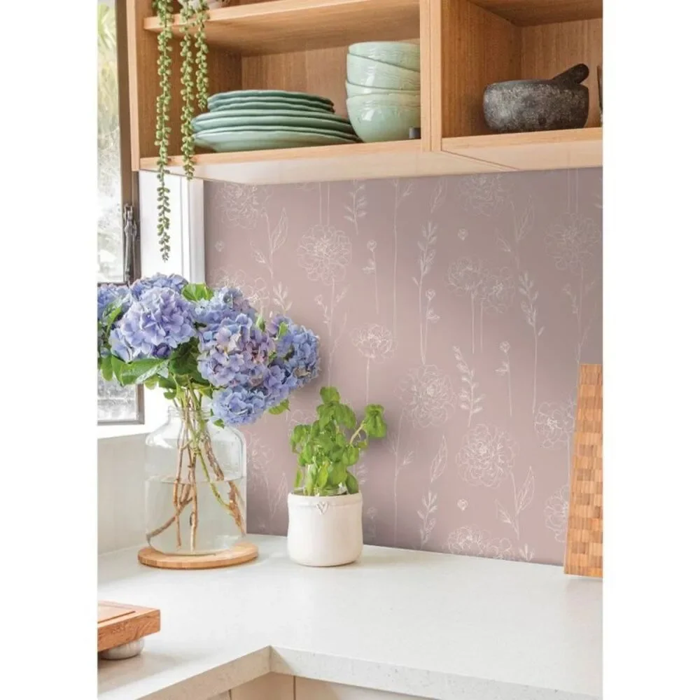 Maisey Peel and Stick Wallpaper Pink - Removable Vinyl Abstract 30.8 Sq Ft